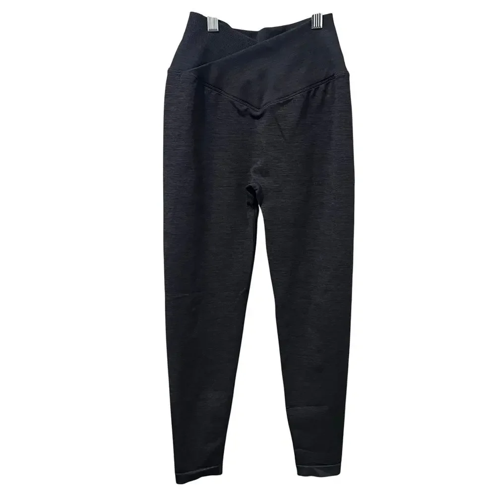 Buffbunny Ribbed Cross Waist Leggings Active Gray/Purple M